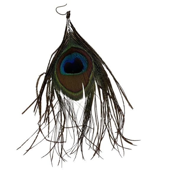 Peacock Feather Earring Blue & Green Approximately 5” Long ONLY ONE EARRING - Picture 7 of 12